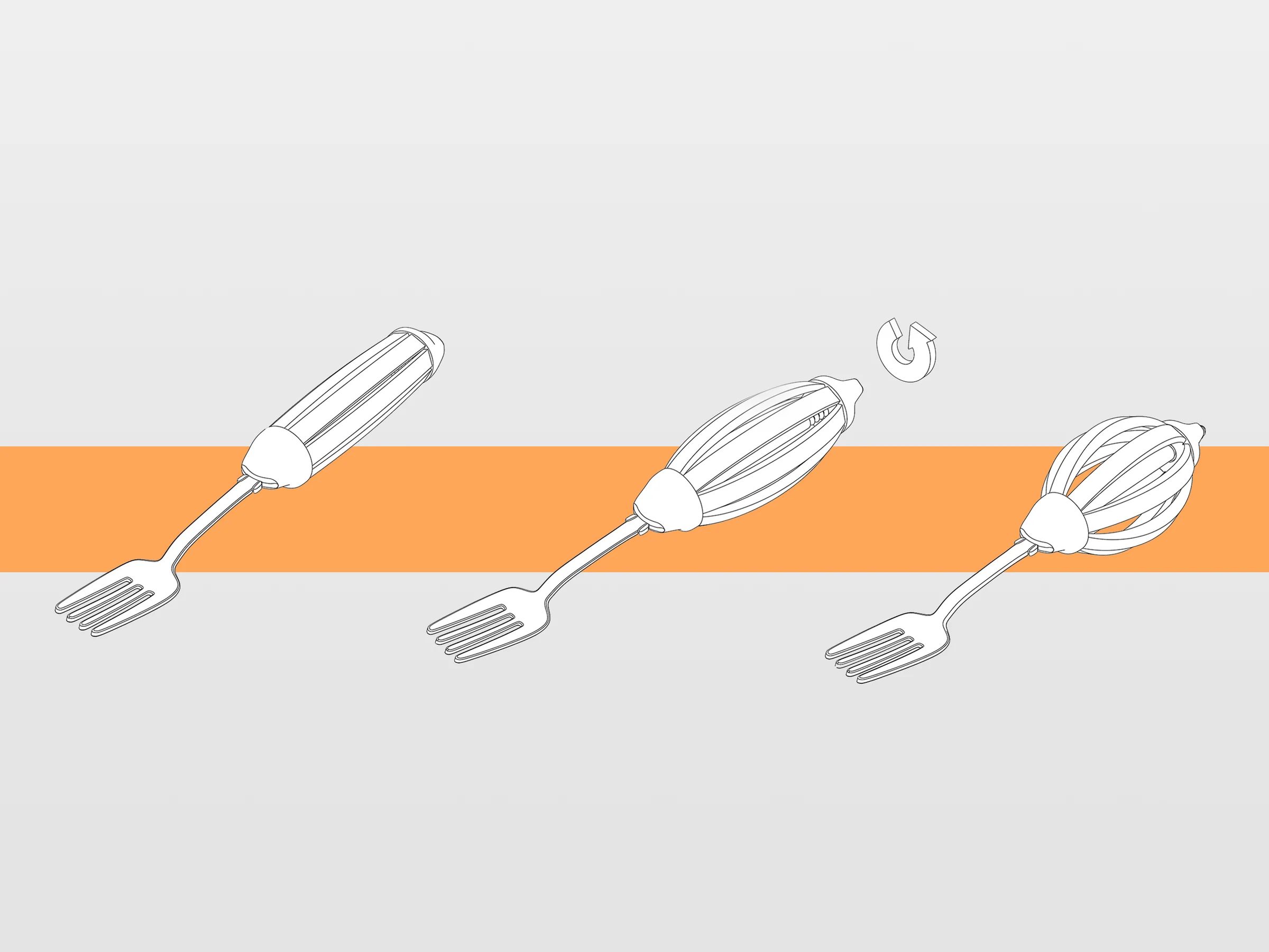Diagram illustrating the expanding handle mechanism of the adaptive cutlery