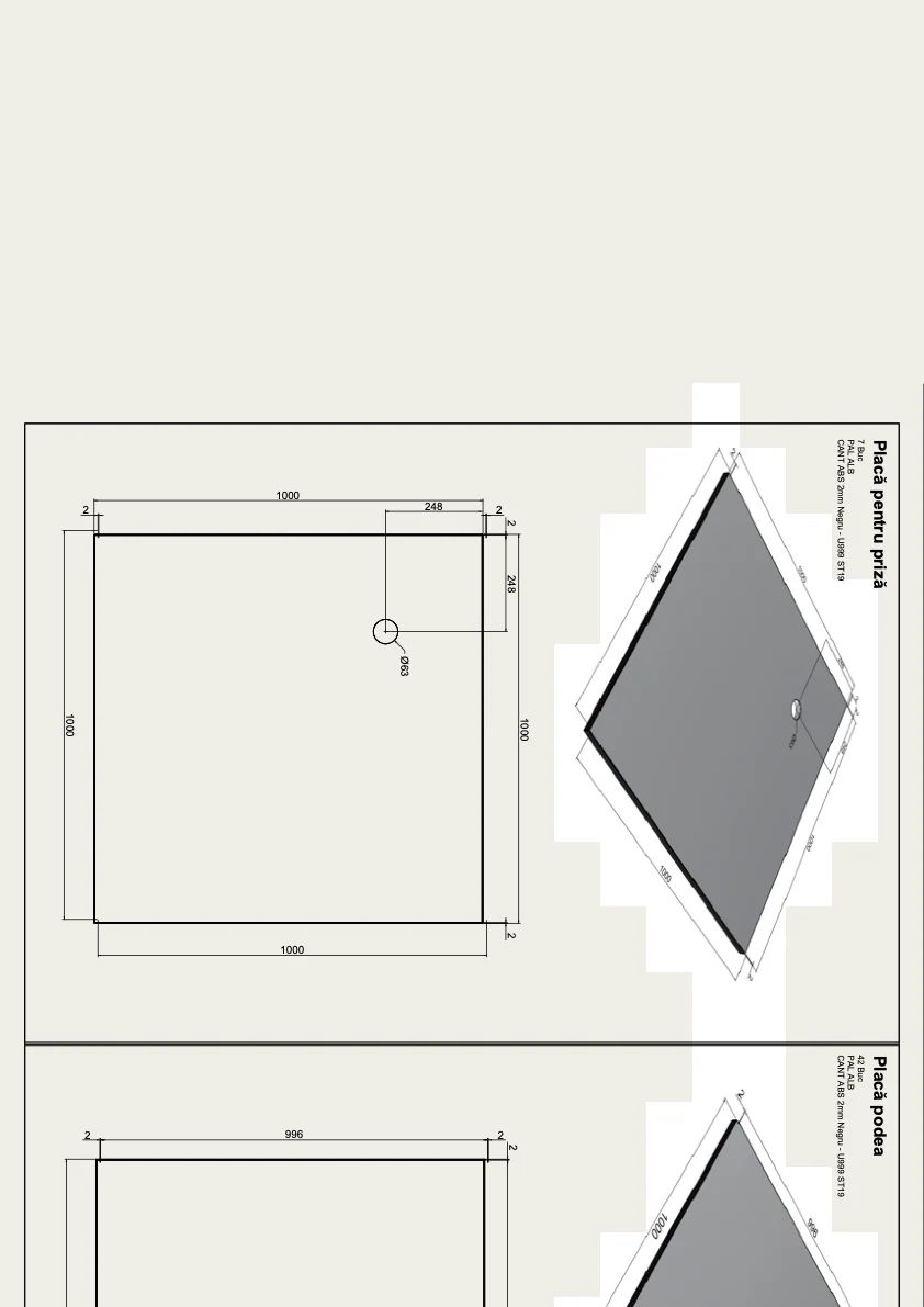 Technical drawing of a modular expo flooring panel