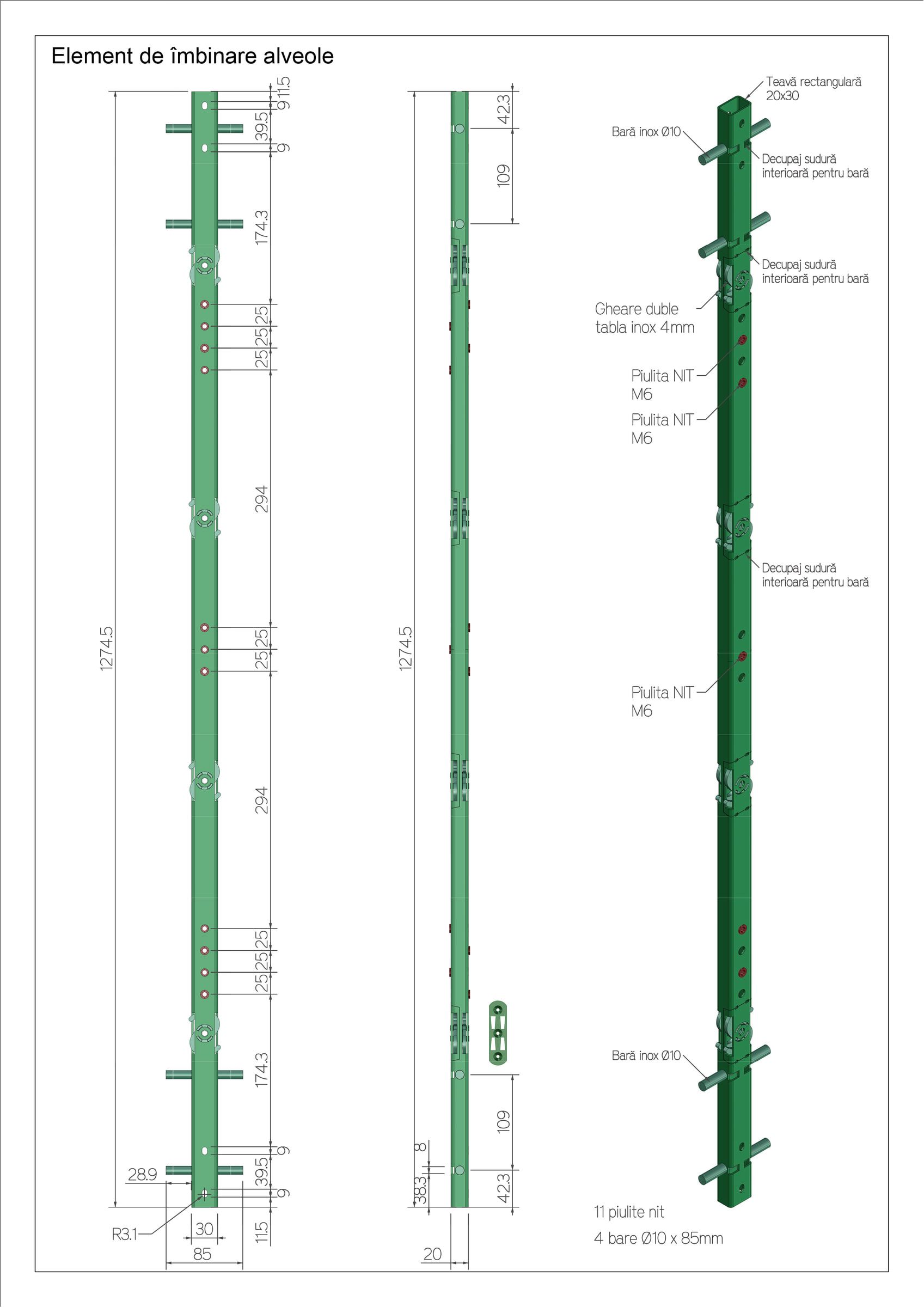 Technical drawing of the concealed panel connection element
