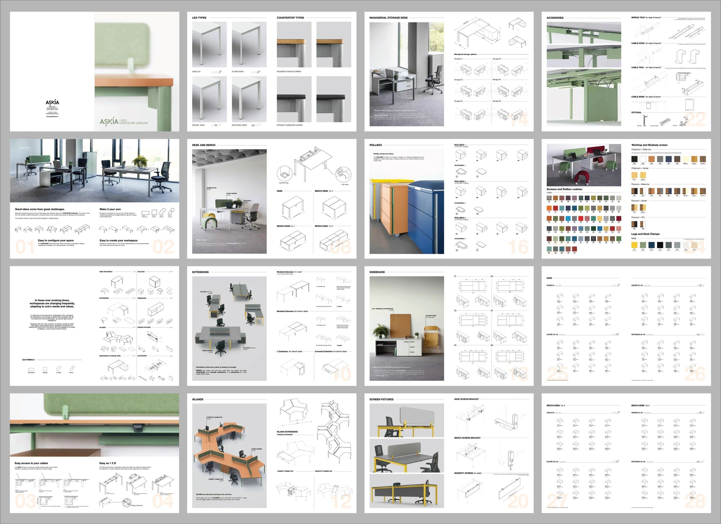Askia Furniture catalogue detail showing product photography and typography