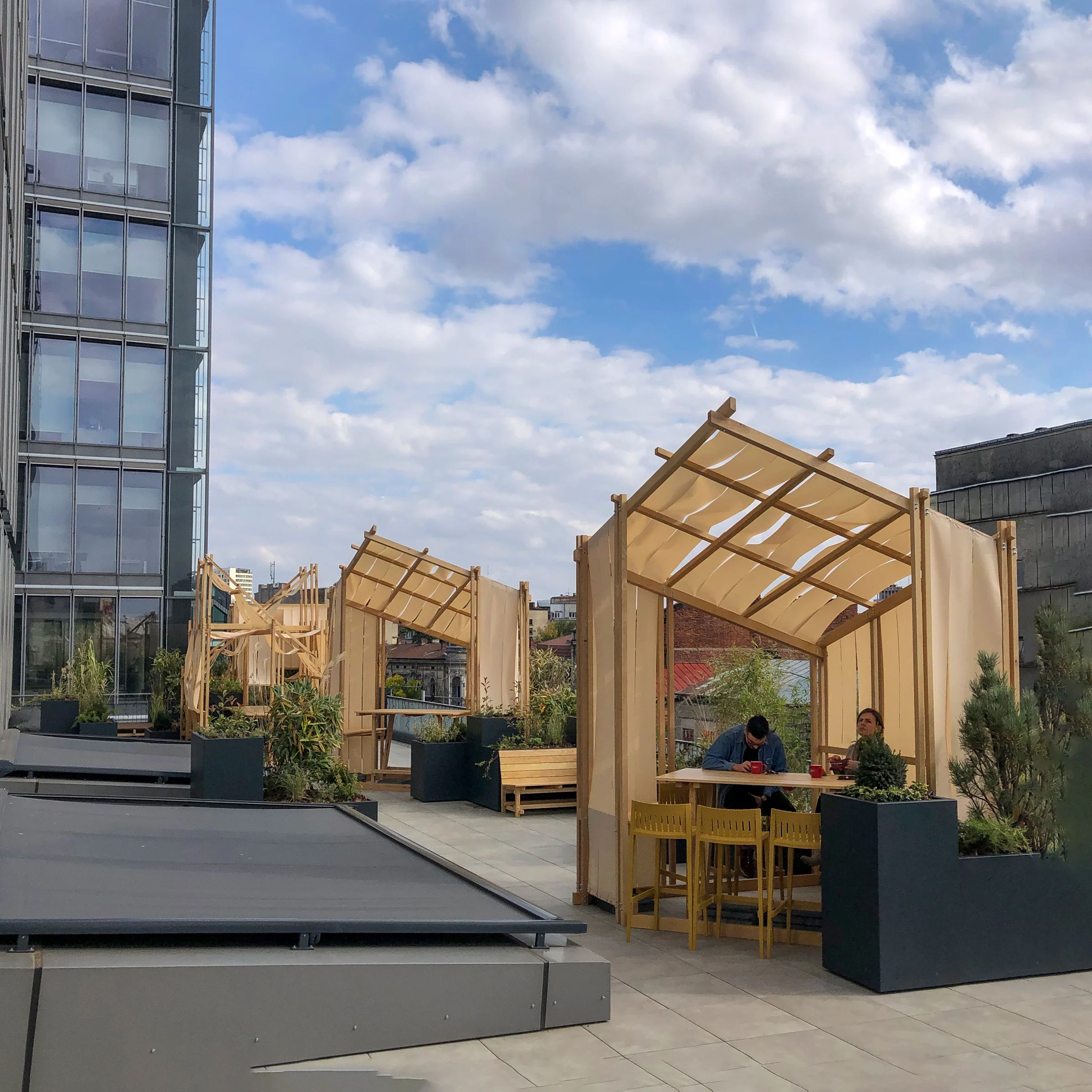 Terrace workspace pavilion under construction