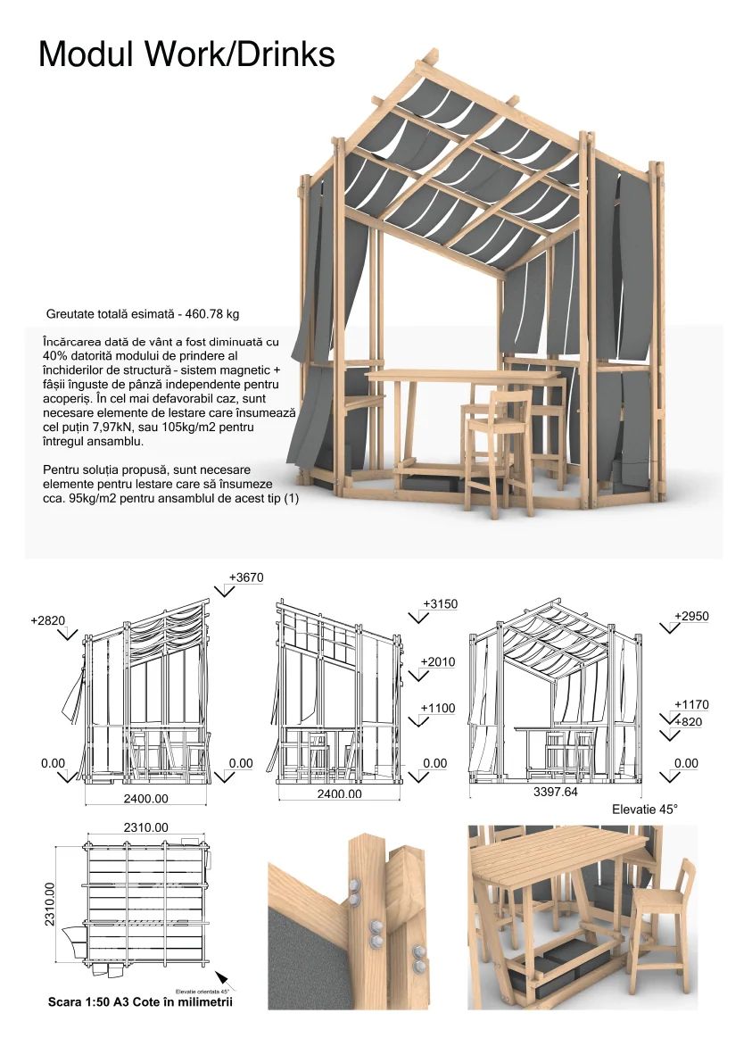 White ash terrace pavilion with seating