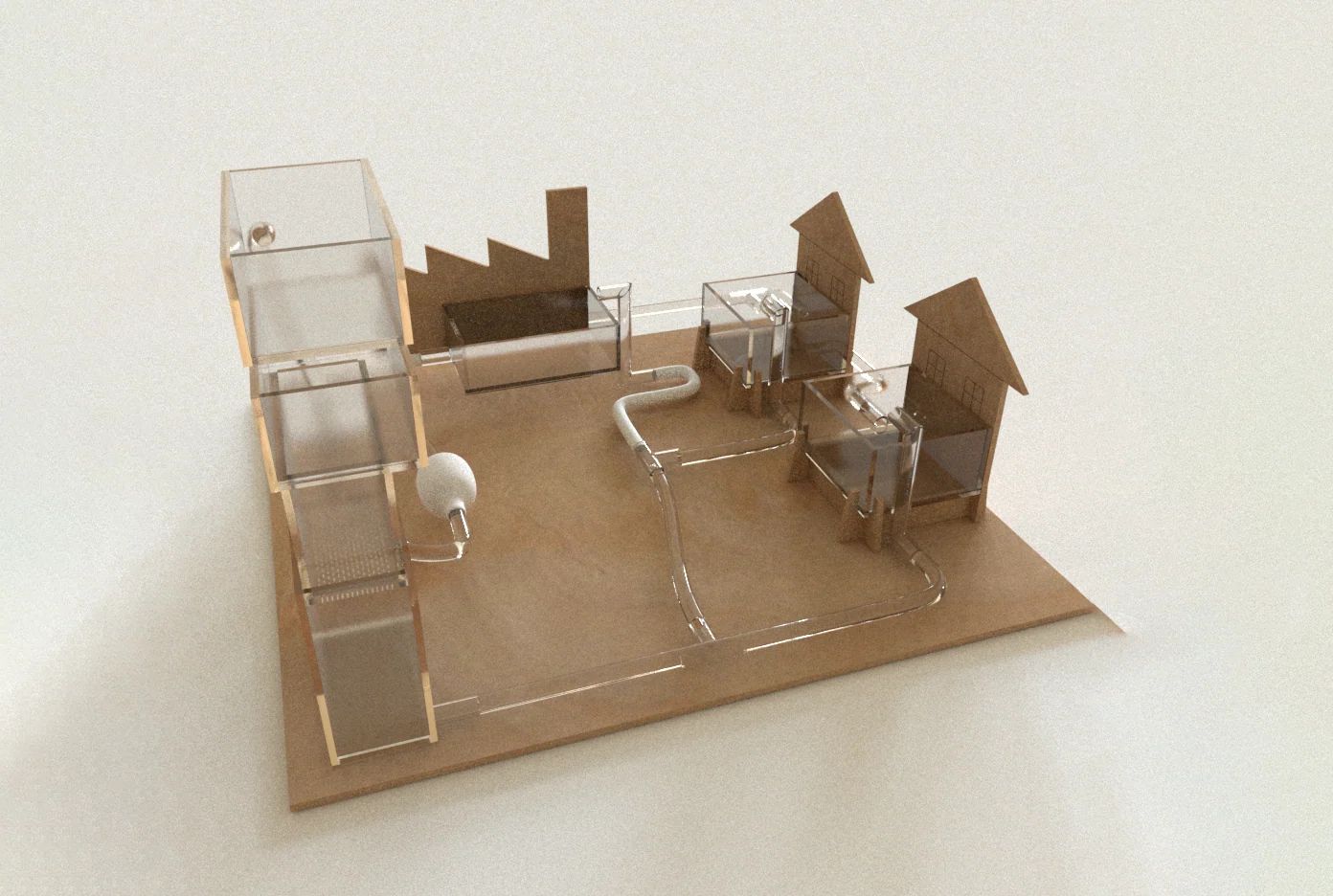 Interactive Urban Water Cycle educational model viewed from above