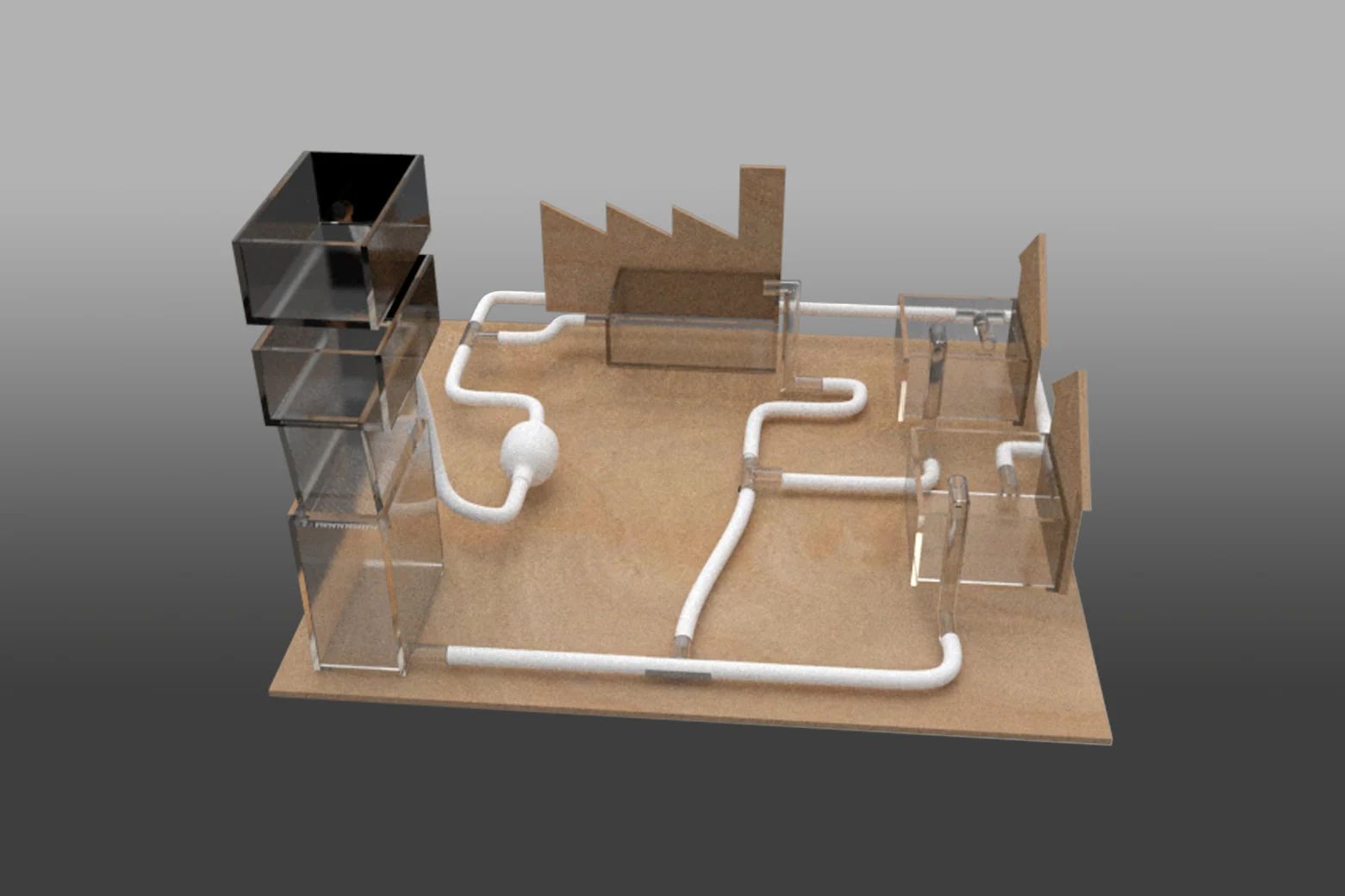 Urban Water Cycle model showing pipes and pumping components